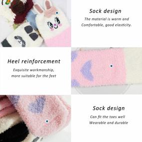 img 3 attached to Winter Warm Plush Slipper Socks For Women - Fluffy Cozy Fuzzy Crew Socks With 3D Animal Designs Perfect For Christmas
