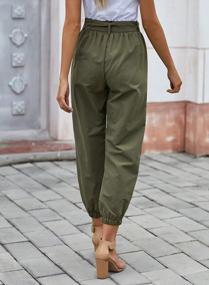 img 3 attached to Stylish Women'S Pants: Button-Front, Elastic Waist, Paper Bag Style With Convenient Pockets