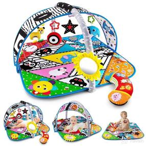 img 4 attached to 👶 Beetoy Baby Gym Play Mat: 6-in-1 Infant Activity Mat with Tummy Time Pillow, High Contrast Black and White Patterns for Sensory & Visual Development. Thick Non-Slip Baby Crawling Playmats ideal for Toddlers.