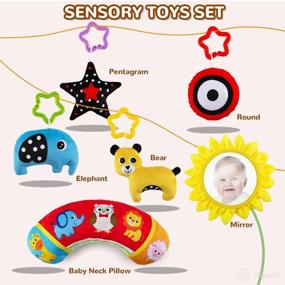 img 1 attached to 👶 Beetoy Baby Gym Play Mat: 6-in-1 Infant Activity Mat with Tummy Time Pillow, High Contrast Black and White Patterns for Sensory & Visual Development. Thick Non-Slip Baby Crawling Playmats ideal for Toddlers.