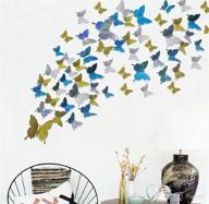 36 pcs 3d shiny butterfly wall stickers, removable mural decal art for party cake decoration, metallic fridge sticker for kids bedroom, nursery, classroom, wedding decor, diy gift - 3 colors, 2 sizes логотип