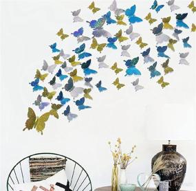 img 4 attached to 36 Pcs 3D Shiny Butterfly Wall Stickers, Removable Mural Decal Art for Party Cake Decoration, Metallic Fridge Sticker for Kids Bedroom, Nursery, Classroom, Wedding Decor, DIY Gift - 3 Colors, 2 Sizes