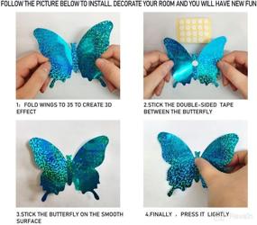 img 2 attached to 36 Pcs 3D Shiny Butterfly Wall Stickers, Removable Mural Decal Art for Party Cake Decoration, Metallic Fridge Sticker for Kids Bedroom, Nursery, Classroom, Wedding Decor, DIY Gift - 3 Colors, 2 Sizes