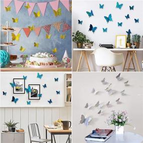 img 3 attached to 36 Pcs 3D Shiny Butterfly Wall Stickers, Removable Mural Decal Art for Party Cake Decoration, Metallic Fridge Sticker for Kids Bedroom, Nursery, Classroom, Wedding Decor, DIY Gift - 3 Colors, 2 Sizes