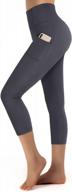 high performance women's yoga capri leggings with waist pockets & tummy control - perfect for running, workouts, and more (gray, size l) logo