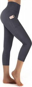 img 3 attached to High Performance Women'S Yoga Capri Leggings With Waist Pockets & Tummy Control - Perfect For Running, Workouts, And More (Gray, Size L)