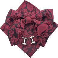 👔 high-quality pre tied paisley bowtie with oversized cufflinks - must-have men's accessories in ties, cummerbunds & pocket squares логотип