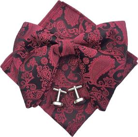 img 4 attached to 👔 High-quality Pre Tied Paisley Bowtie with Oversized Cufflinks - Must-Have Men's Accessories in Ties, Cummerbunds & Pocket Squares