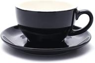 coffeezone cappuccino barista cup and saucer latte art and americano new bone china for coffee shop (glossy black, 8.5 oz) logo