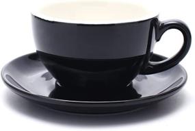 img 4 attached to Coffeezone Cappuccino Barista Cup And Saucer Latte Art And Americano New Bone China For Coffee Shop (Glossy Black, 8.5 Oz)