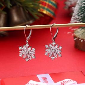 img 1 attached to Milacolato Snowflake Earrings For Women Girls 925 Sterling Silver Snowflake Drop Earrings 18K Gold Plated Leverback Winter Drop Dangle Snowflake Earrings Holiday Xmas Christmas Jewelry Gifts