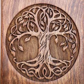 img 1 attached to INTAJ Handmade Rosewood Urn For Human Ashes - Adult Tree Of Life Wooden Urns Hand-Crafted - Celtic Funeral Cremation Urn For Dogs Engraved (Rosewood, Large - 11.25Hx6.25W (250 Cu/In))