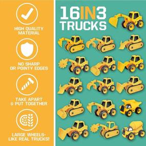 img 1 attached to Toyvelt 16 In 3 Construction Take Apart Trucks Stem With Electric Drill - Dump Truck, Cement Truck & Digger Toy, With Drill Included, Great Gift For Boys & Girls Ages 3 - 12 Years Old - Updated 2021