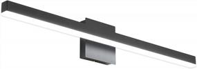 img 4 attached to Modern LED Bathroom Vanity Light Fixture In Matte Black Aluminum With 31.5-Inch Bar Design Over Mirror - 20W 6000K Wall Sconce Lighting By Joossnwell