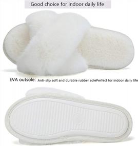 img 2 attached to Women'S Open Toe Fuzzy Slippers Cross Band House Shoes Soft Fluffy Cozy Slide Sandals