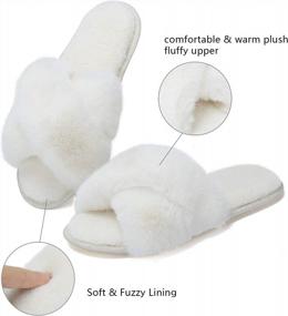 img 3 attached to Women'S Open Toe Fuzzy Slippers Cross Band House Shoes Soft Fluffy Cozy Slide Sandals