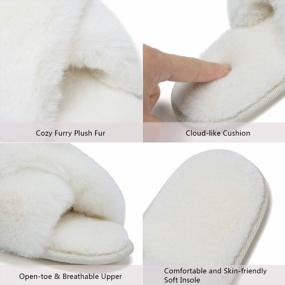 img 1 attached to Women'S Open Toe Fuzzy Slippers Cross Band House Shoes Soft Fluffy Cozy Slide Sandals