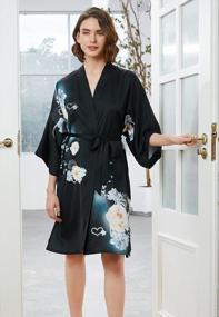 img 3 attached to Floral Kimono Robe For Women - Soft And Classic Bathrobe Nightgown By Ledamon