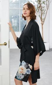 img 1 attached to Floral Kimono Robe For Women - Soft And Classic Bathrobe Nightgown By Ledamon