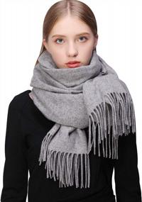 img 4 attached to Soft And Warm 100% Wool Pashmina Scarf Shawls For Women - Fashionable Cashmere Winter Wraps With Extra Thickness