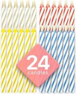 24-piece bundaloo magic relighting birthday candles kit - prank, trick & decorate for party celebrations in pink, white, blue & yellow! логотип