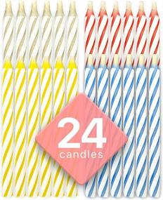 img 4 attached to Набор из 24 свечей Bundaloo Magic Relighting Birthday — розыгрыш, трюк и украшение для вечеринки в розовом, белом, синем и желтом цветах!