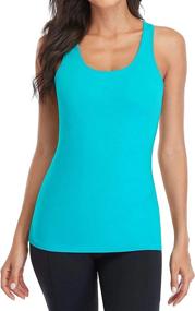 img 3 attached to Women'S Tank Top With Built-In Shelf Bra, Racerback Workout Yoga Tops Undershirt