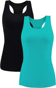 img 4 attached to Women'S Tank Top With Built-In Shelf Bra, Racerback Workout Yoga Tops Undershirt