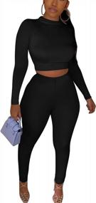 img 4 attached to Kaximil Women'S 2-Piece Workout Set: Long Sleeve Crop Top & High-Waisted Legging Pants For Fitness Training