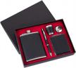 stylish gennissy 8oz hip flask set with accessories - pu leather and stainless steel construction logo