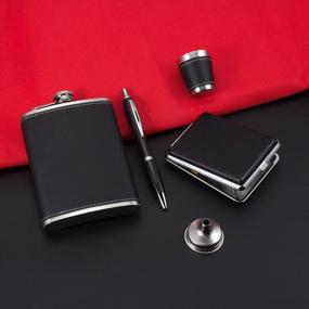 img 1 attached to Stylish GENNISSY 8OZ Hip Flask Set With Accessories - PU Leather And Stainless Steel Construction