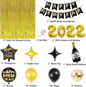 img 3 attached to Ring In The New Year With 2022 Happy New Year Decorations Kit: Foil Balloons, Fringe Curtains, And More!