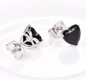 img 2 attached to White Silver Plated Simulated Diamond Crystal Bling Heart Women Girl Stud Earrings