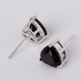 img 1 attached to White Silver Plated Simulated Diamond Crystal Bling Heart Women Girl Stud Earrings