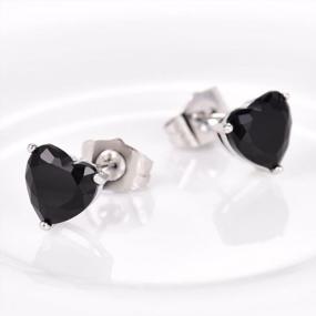 img 3 attached to White Silver Plated Simulated Diamond Crystal Bling Heart Women Girl Stud Earrings