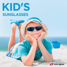 img 3 attached to Kids Polarized Sunglasses With Strap UV Protection Flexible Rubber Shades For Boys Girls RBK003 By RIVBOS