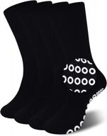 non skid crew socks - jspa anti slip 4 pairs for barre yoga pilates, men women with swollen feet diabetes & edema logo