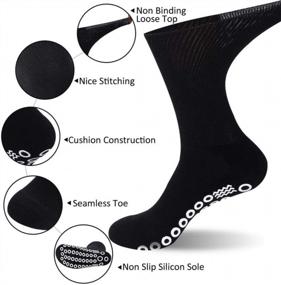img 3 attached to Non Skid Crew Socks - JSPA Anti Slip 4 Pairs For Barre Yoga Pilates, Men Women With Swollen Feet Diabetes & Edema