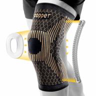 медные распорки для коленного сустава от боли в коленях для мужчин и женщин с боковыми стабилизаторами - медная компрессионная шина для колена от боли в колене, артритной боли и поддержки - бандаж для колена при беге - [одиночный] логотип