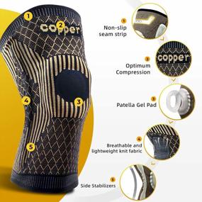 img 2 attached to Copper Knee Braces For Knee Pain For Men And Women With Side Stabilizers - Copper Compression Knee Sleeve For Knee Pain ,Arthritis Pain And Support-Running Knee Brace-[Single]