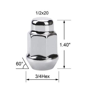 img 2 attached to Rying 20Pcs Chrome 1/2-20 Lug Nuts: Closed End Bulge Acorn for 5 Lug Wheels - 1.4 inch Tall