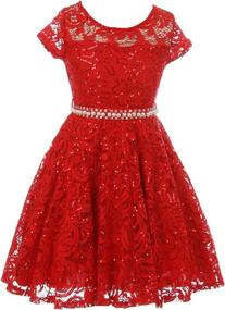 img 4 attached to 🌸 Igirldress Floral Glitter Sleeve Holiday Girls' Dresses: Stunning Clothing Collection