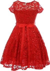 img 3 attached to 🌸 Igirldress Floral Glitter Sleeve Holiday Girls' Dresses: Stunning Clothing Collection