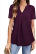 youtalia women's v neck blouse short sleeve knit tops casual ladies work shirts 2 logo