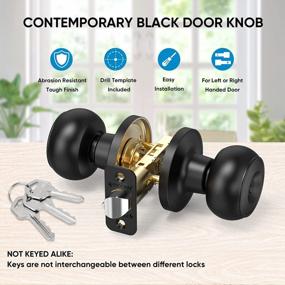 img 3 attached to Round Matte Black Ball Door Knob Lock With Keyed Entry - Not Keyed Alike, 1 Pack For Bedroom, Bathroom And Closet Doors