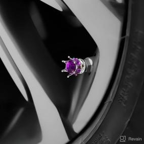 img 1 attached to 👑 Sparkling Rhinestone Crown Valve Stem Caps - 4 Pack Universal Handmade Bling Tire Accessories for Cars, Bikes, Motorcycles - Dustproof, Attractive (Silver/Purple)