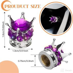 img 3 attached to 👑 Sparkling Rhinestone Crown Valve Stem Caps - 4 Pack Universal Handmade Bling Tire Accessories for Cars, Bikes, Motorcycles - Dustproof, Attractive (Silver/Purple)