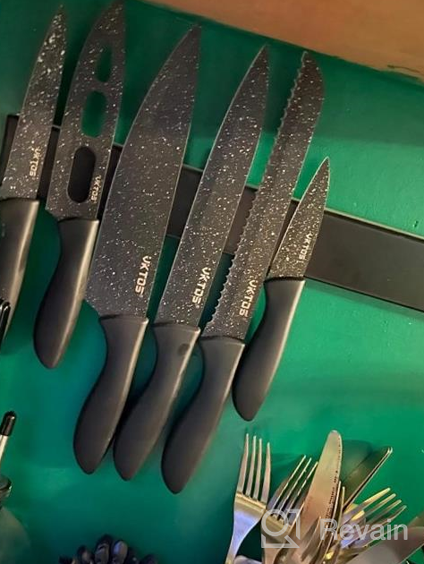 img 1 attached to 16-Inch Stainless Steel Magnetic Knife Strip For Wall Mounting - Powerful Knife Holder And Organizer For Secure Knife Storage And Display In Kitchen - Multipurpose Bar For Hanging Knives (Black) review by Reginald Holman