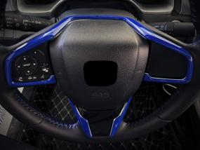 img 3 attached to 🔵 Blue ABS Steering Wheel Trim Interior Decoration Sticker Accessories for Honda 10th Gen Civic 2016-2020 by GZXinWei