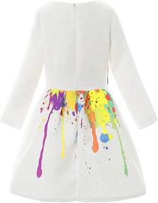 img 3 attached to Creative Colorful Paint Splatter Dress for Girls - Long Sleeve Rainbow Party Dresses by 21KIDS